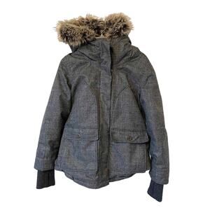 Woolrich Hooded Thumb Hole Wool Heavy Warm Winter Snow Jacket Gray Size Small